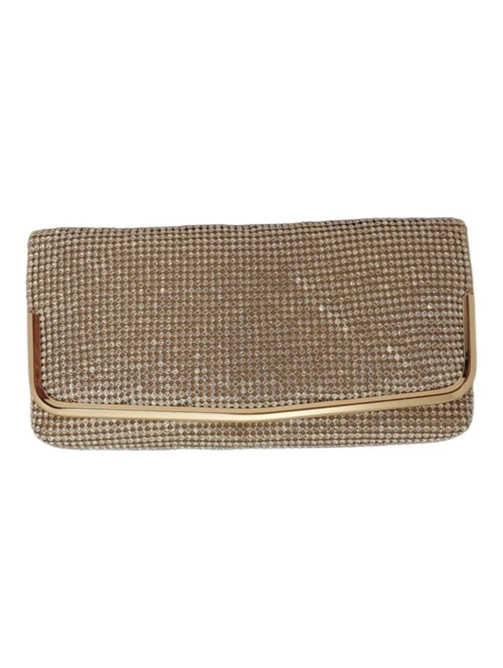 Kelly & Katie Rhinestone Clutch Bag Gold Cream